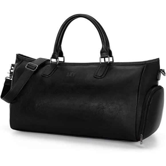 Leather Duffle Bag Travel Duffle Weekender Bag with Shoe Compartment Uni… - Picture 1 of 8